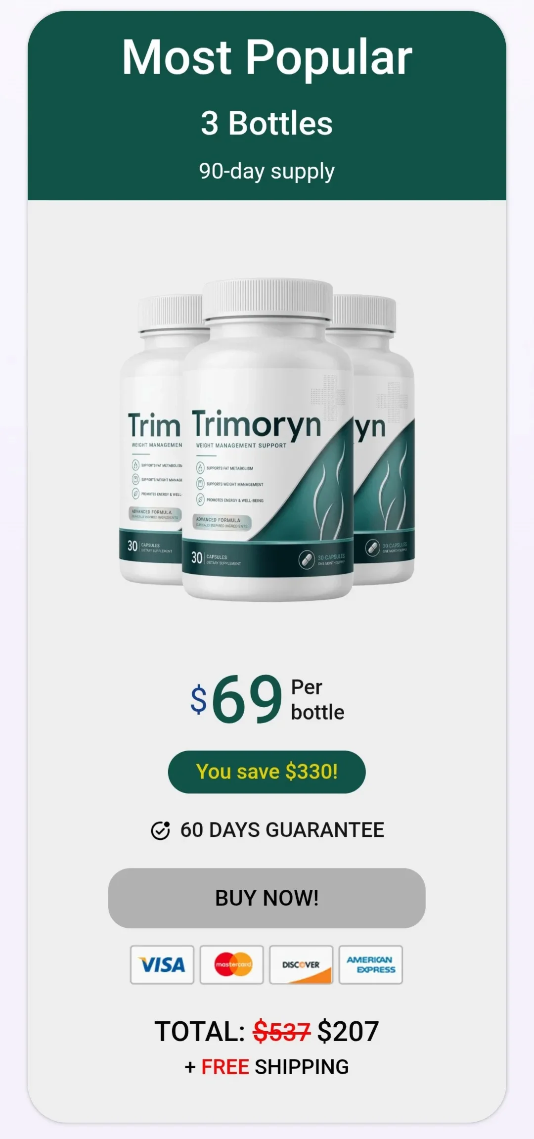 Trimoryn™ 3 bottles pricing